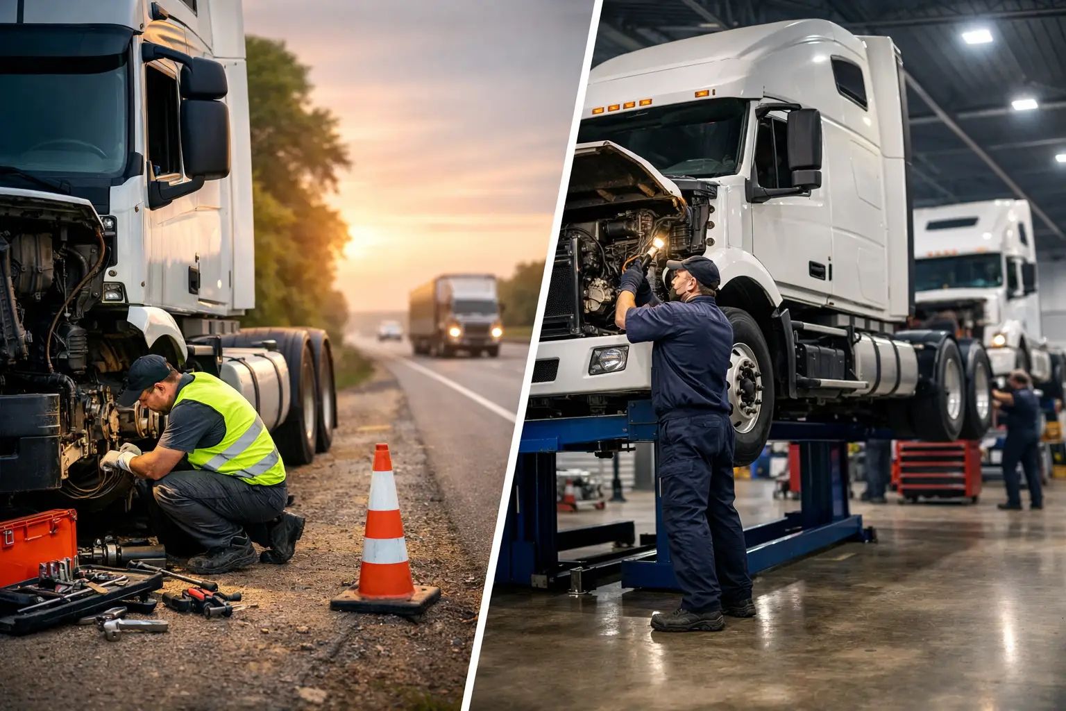 Roadside Repair Versus Shop Repair for Trucks